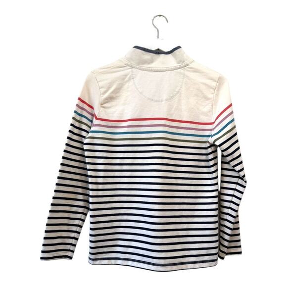 L.L.Bean Striped Quarter Snap Pullover Cream Multicolor Cotton Top Size S - Picture 7 of 8